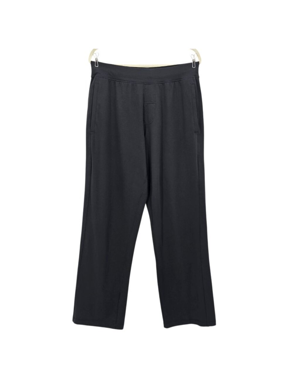 Lululemon Mens Large Pants Pull On Straight Leg Relaxed Fit Black Pockets Yoga